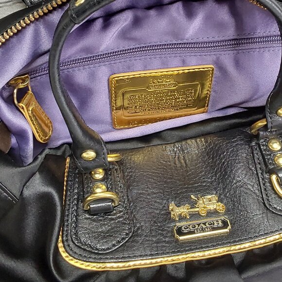 COACH 'GABRIELLE' POCHETTE BAG LEATHER STRAP GOLD CREED - Picture 12 of 16